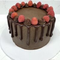 Dark Chocolate Raspberry Truffle Cake
