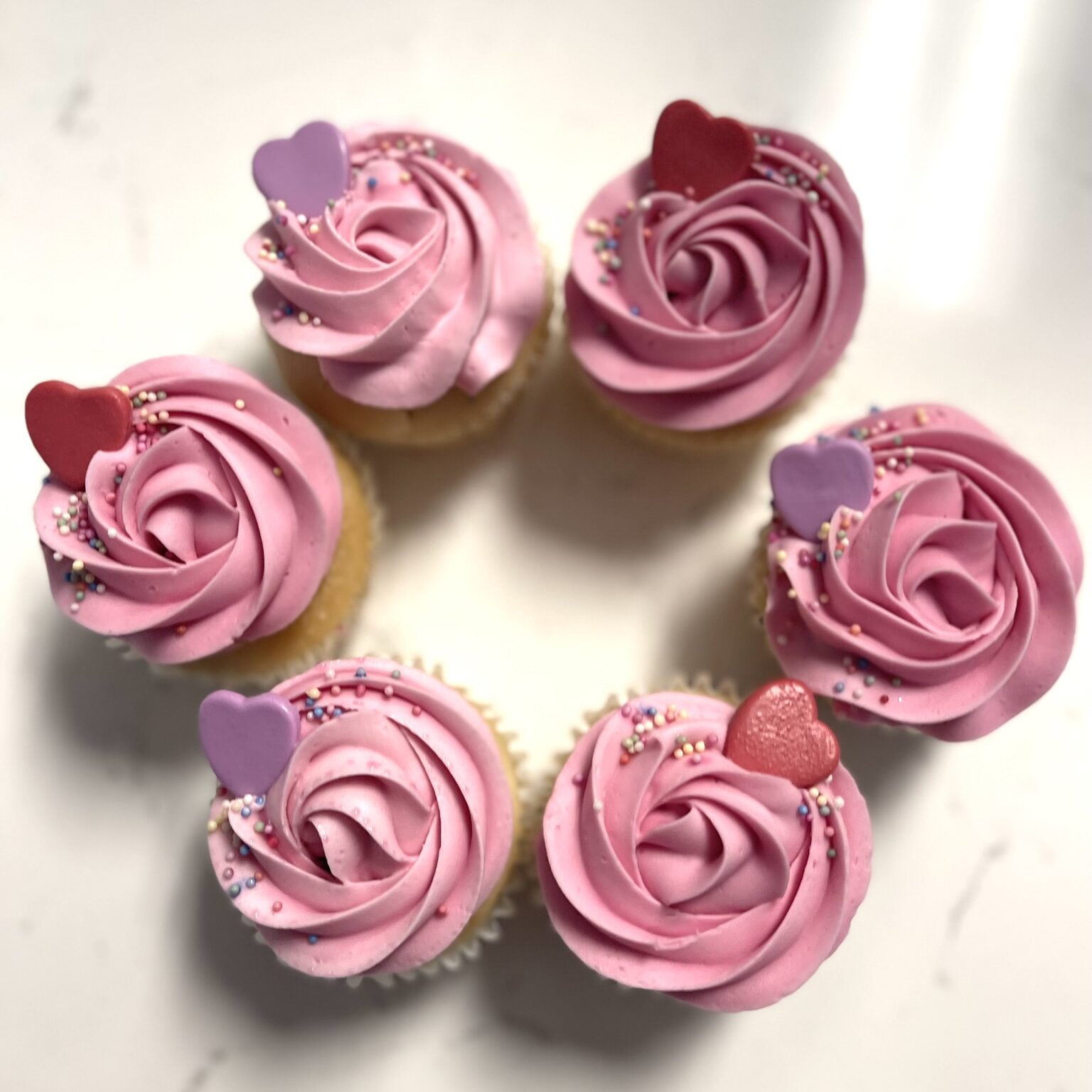 Natural Color Valentine's themed cupcakes