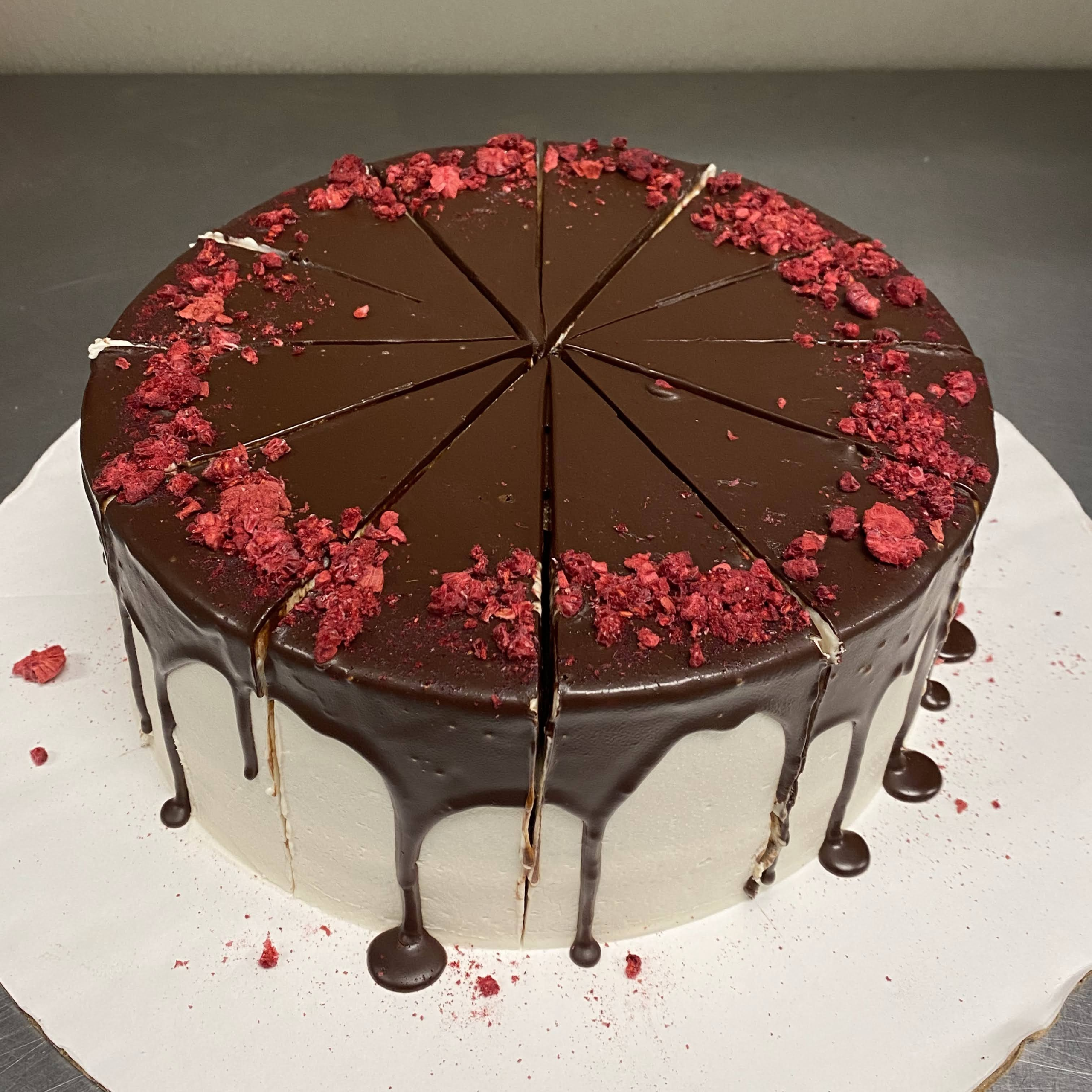 Dark Chocolate Raspberry Cloud cake
